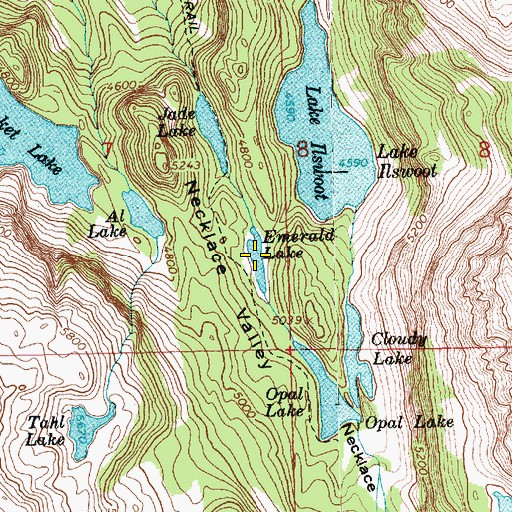 Topographic Map of Necklace Valley Lakes, WA