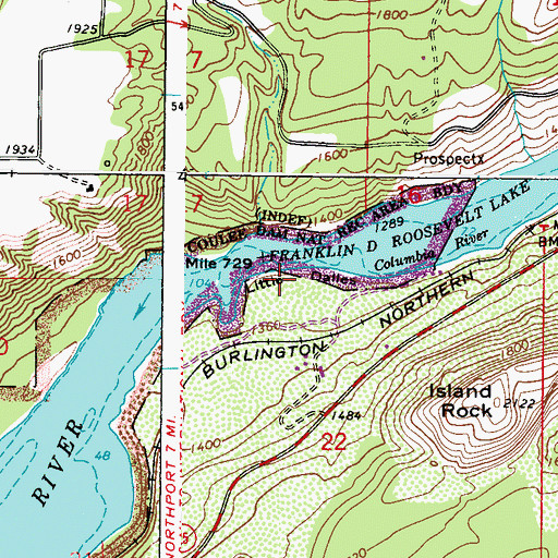 Topographic Map of Little Dalles, WA