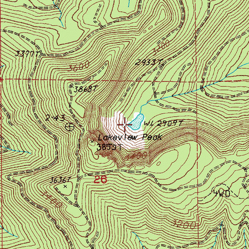 Topographic Map of Lakeview Peak Lake, WA