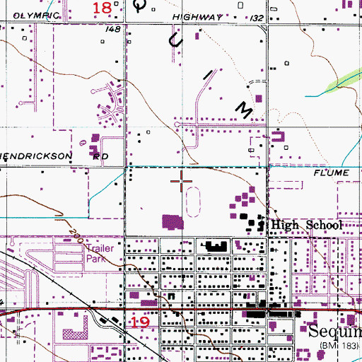 Topographic Map of Sequim Middle School, WA