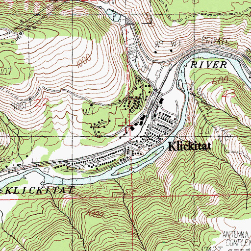 Topographic Map of Klickitat Schools, WA