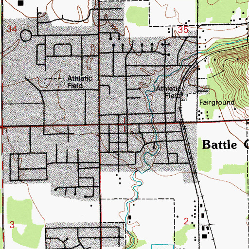 Topographic Map of Battle Ground, WA