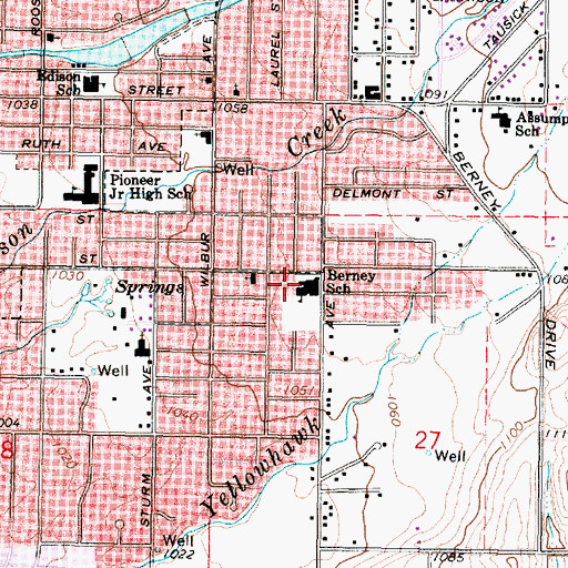 Topographic Map of Berney Elementary School, WA
