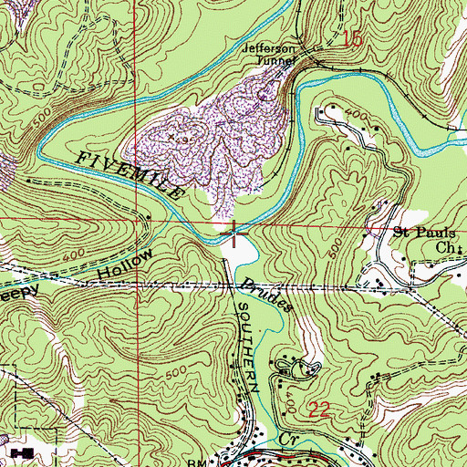 Topographic Map of Prudes Creek, AL