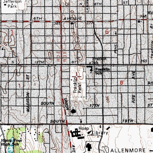 Topographic Map of Franklin Elementary School, WA