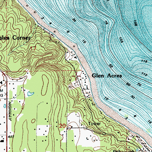 Topographic Map of Glen Acres, WA