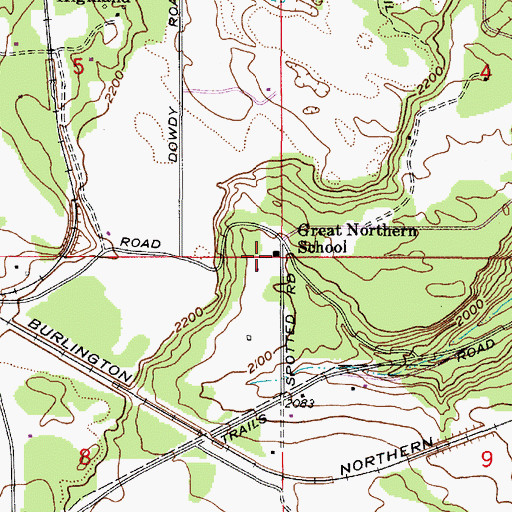 Topographic Map of Great Northern Elementary School, WA
