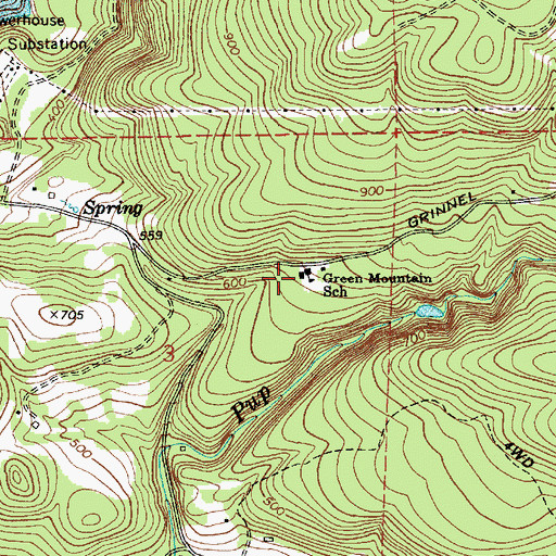 Topographic Map of Green Mountain School, WA