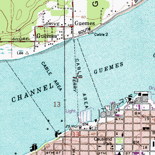 Topographic Map of Guemes Channel, WA