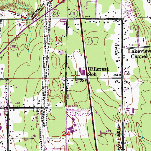 Topographic Map of Hillcrest Elementary School, WA