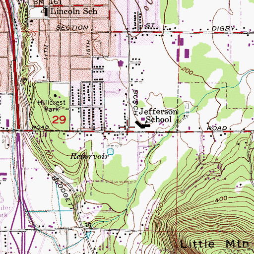 Topographic Map of Jefferson Elementary School, WA