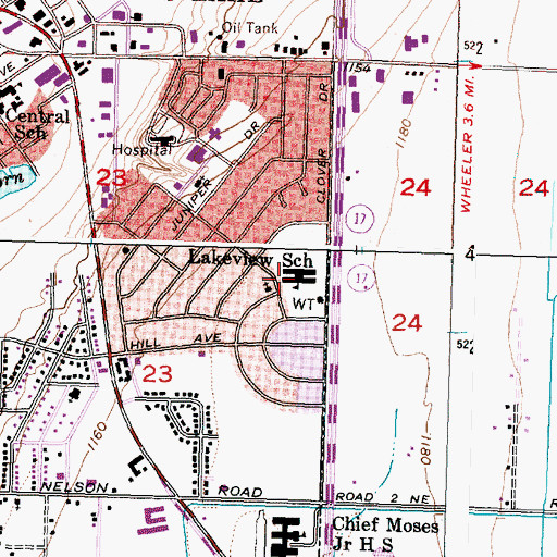 Topographic Map of Lakeview Terrace Elementary School, WA