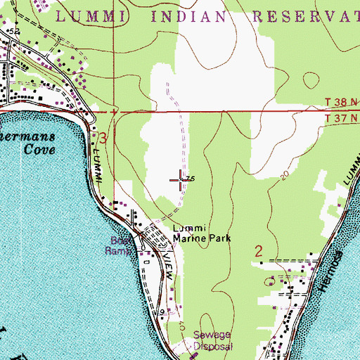 Topographic Map of Lummi Nation Tribal School, WA