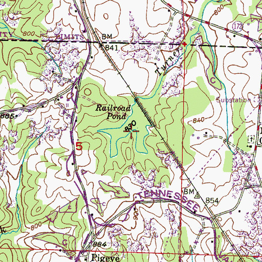 Topographic Map of Railroad Pond, AL