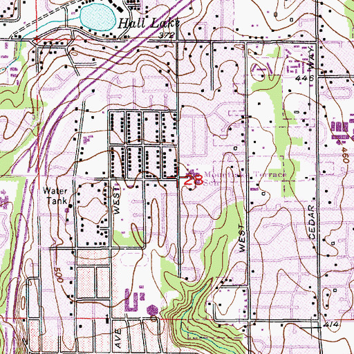 Topographic Map of Mountlake Terrace Elementary School, WA