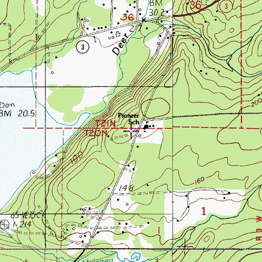 Topographic Map of Pioneer Intermediate - Middle School, WA