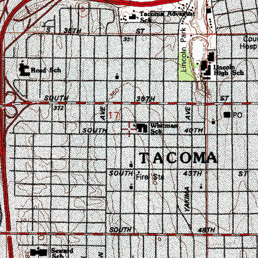 Topographic Map of Whitman Elementary School, WA