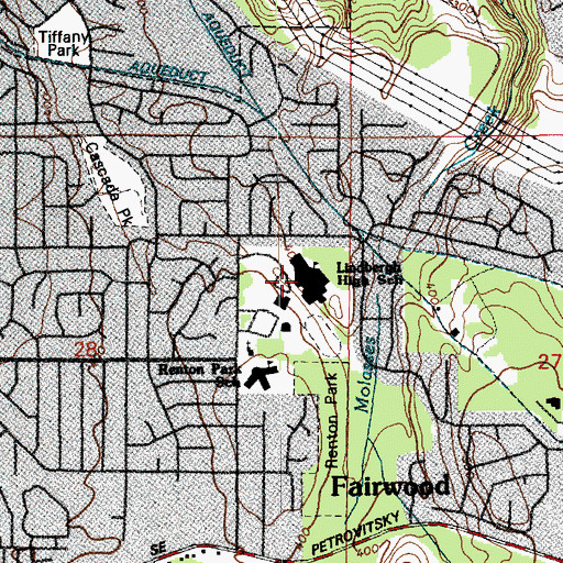 Topographic Map of Lindbergh High School, WA