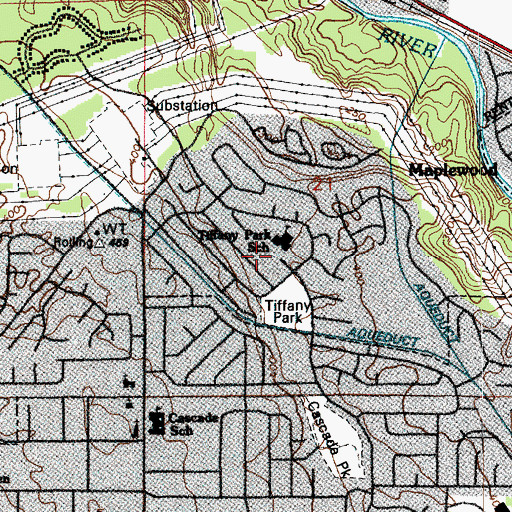 Topographic Map of Tiffany Park Elementary School, WA