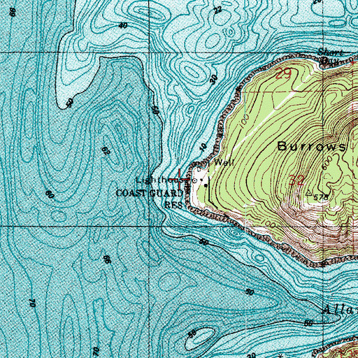Topographic Map of Burrows Island Lighthouse, WA