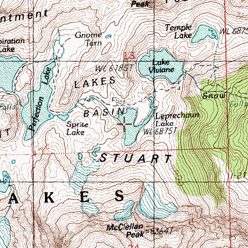 Topographic Map of Leprechaun Lake, WA