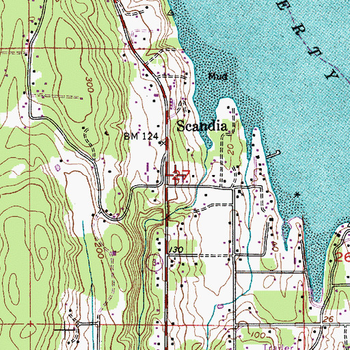 Topographic Map of Scandia, WA