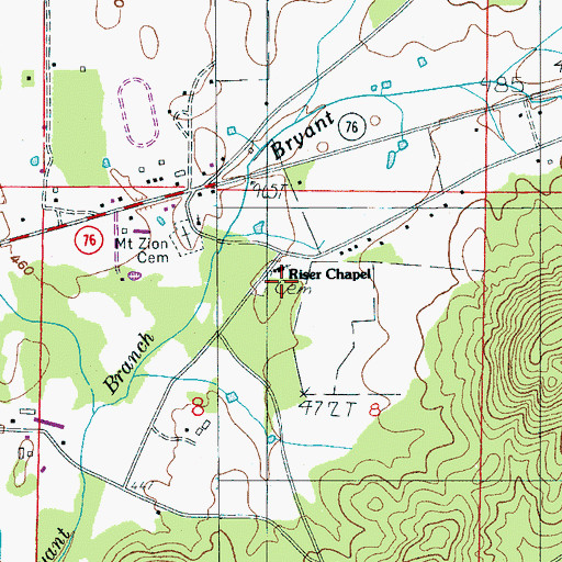 Topographic Map of Riser Chapel, AL