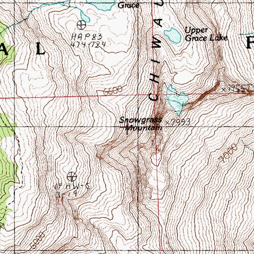 Topographic Map of Snowgrass Mountain, WA