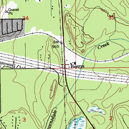 Topographic Map of Henrys, WA