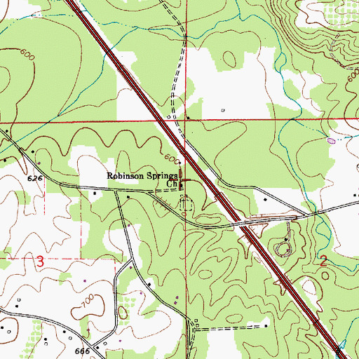 Topographic Map of Robinson Springs Baptist Church, AL