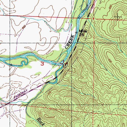 Topographic Map of Rock Creek, AL