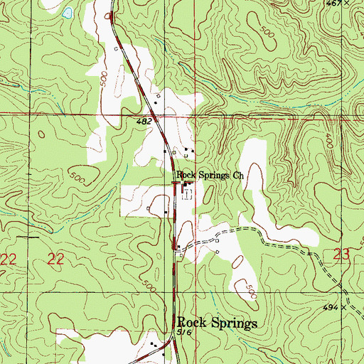Topographic Map of Rock Springs Baptist Church, AL