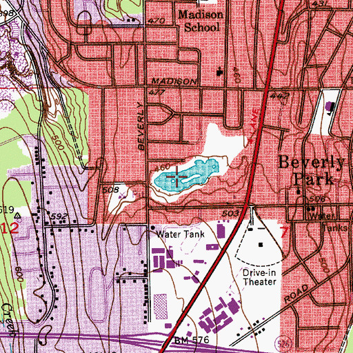 Topographic Map of Beverly Lake, WA