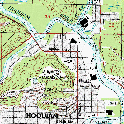 Topographic Map of Lincoln Elementary School, WA