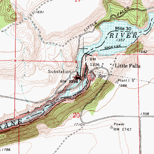 Topographic Map of Little Falls Dam, WA