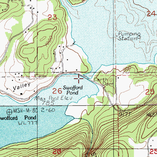 Topographic Map of Swofford Valley Rearing Pond Dam, WA