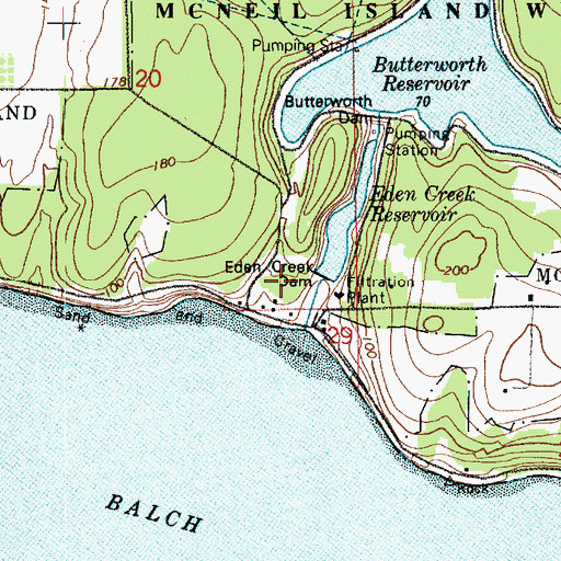 Topographic Map of Eden Creek Dam, WA