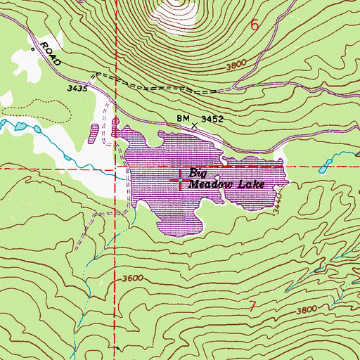Topographic Map of Big Meadow Lake, WA