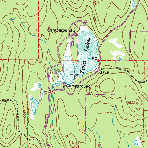 Topographic Map of Little Twin Lakes Dam, WA