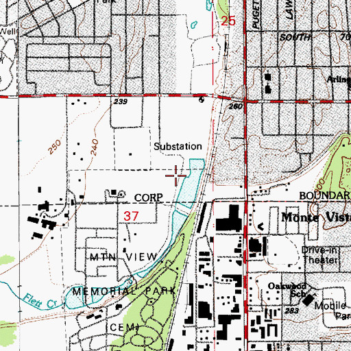 Topographic Map of Flett Creek Holding Basin Dam, WA