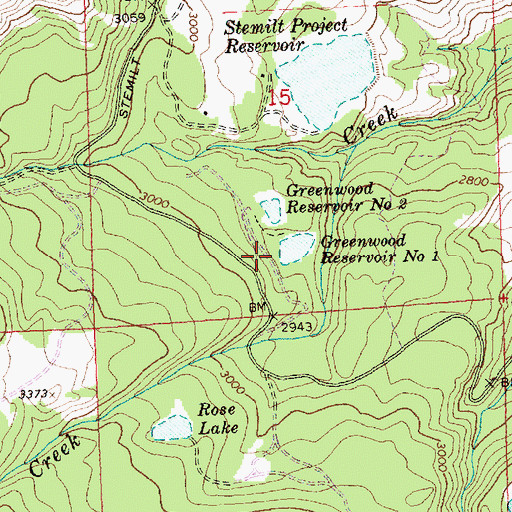 Topographic Map of Greenwood Reservoir Number One Dam, WA