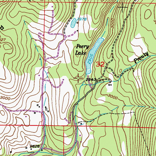 Topographic Map of Rosanna Lake Dam, WA