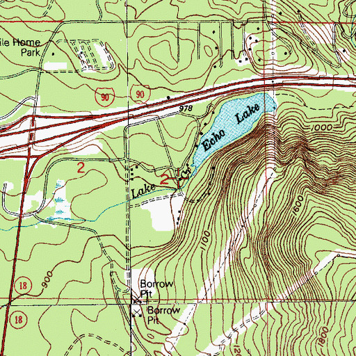 Topographic Map of Echo Lake Dam, WA