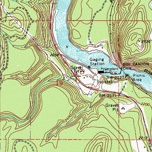 Topographic Map of Pend Oreille County Pud Dam, WA