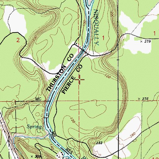 Topographic Map of Oxbow Lake, WA