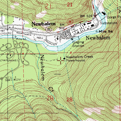 Topographic Map of Newhalem Creek Powerhouse, WA