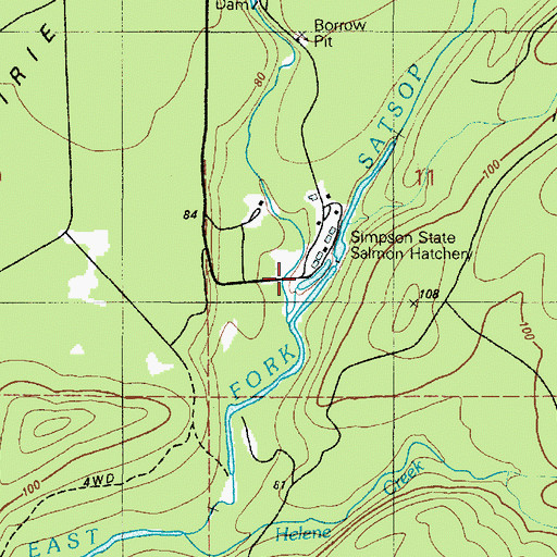 Topographic Map of Simpson State Salmon Hatchery, WA