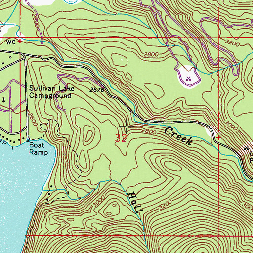 Topographic Map of Sullivan Creek Campground Number 1, WA