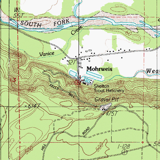 Topographic Map of Shelton Trout Hatchery, WA