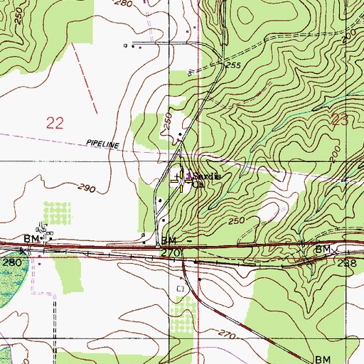 Topographic Map of Sardis Baptist Church, AL